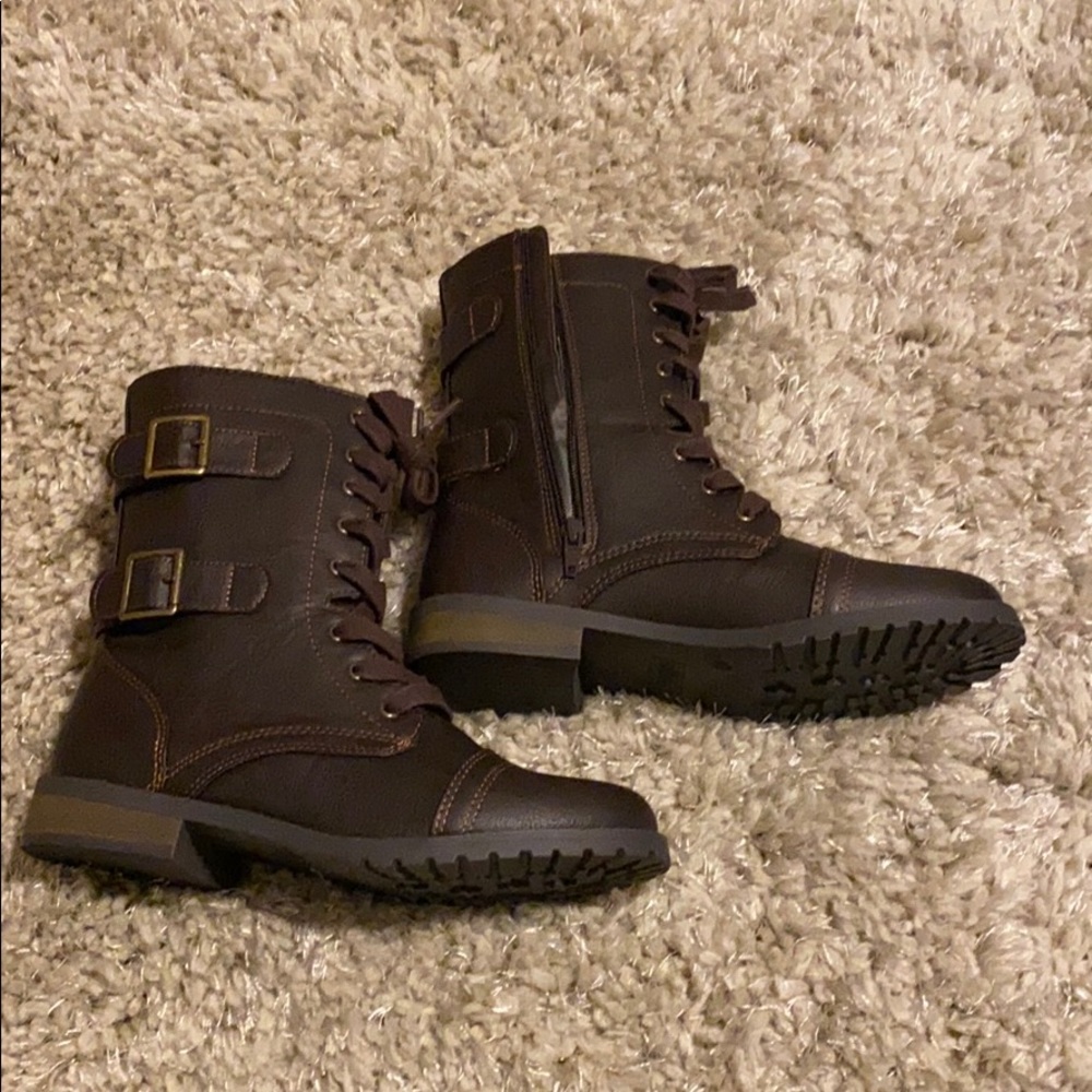 Brown Combat Boots Self Esteem Footwear
